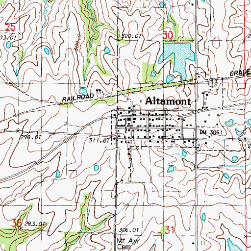 Topographic Map of Altamont Post Office, MO