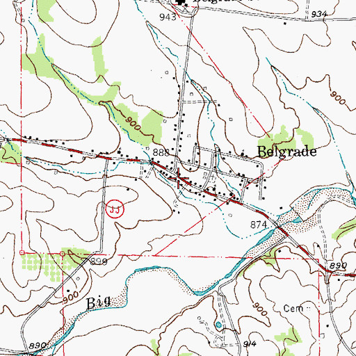 Topographic Map of Belgrade Post Office, MO