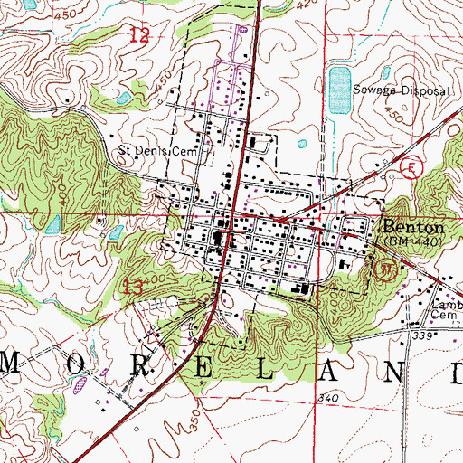 Topographic Map of Benton Post Office, MO