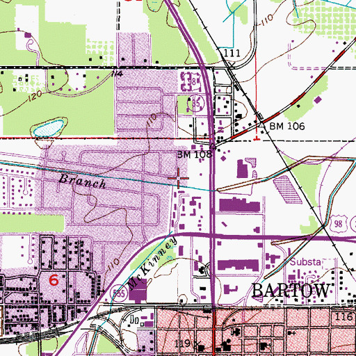 Topographic Map of Bear Branch, FL