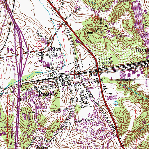 Topographic Map of Pevely Post Office, MO