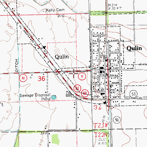 Topographic Map of Qulin Post Office, MO