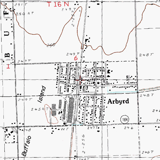 Topographic Map of Arbyrd Post Office, MO