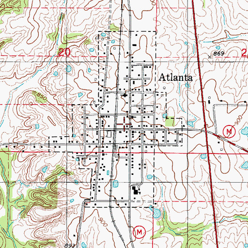 Topographic Map of Atlanta Post Office, MO