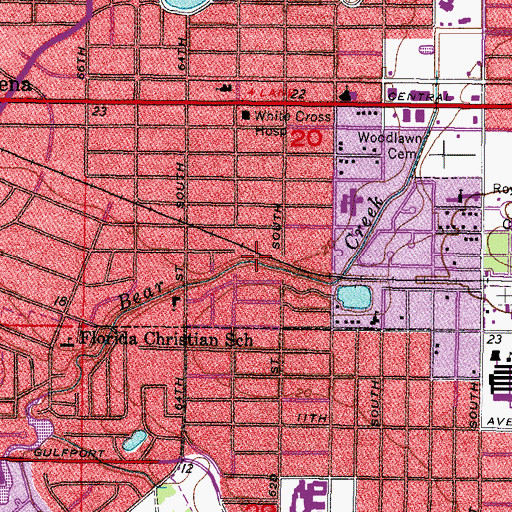 Topographic Map of Bear Creek, FL