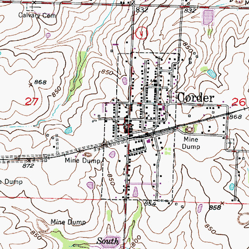 Topographic Map of Corder Post Office, MO