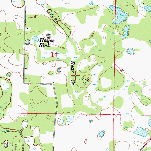 Topographic Map of Bear Creek, FL
