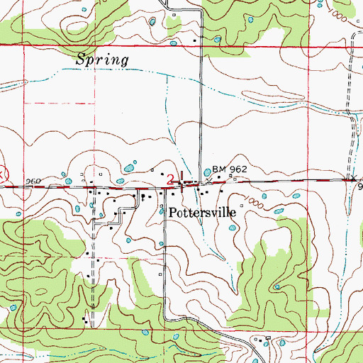 Topographic Map of Pottersville Post Office, MO
