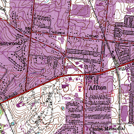 Topographic Map of Affton Post Office, MO