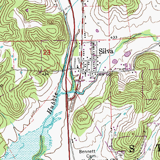 Topographic Map of Silva Post Office, MO