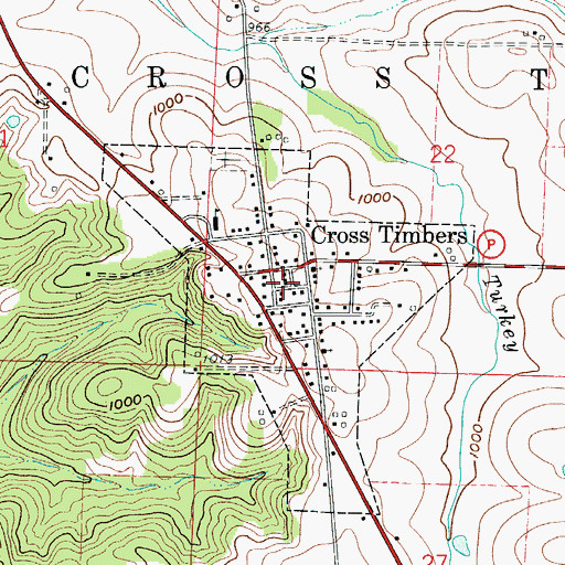 Topographic Map of Cross Timbers Post Office, MO