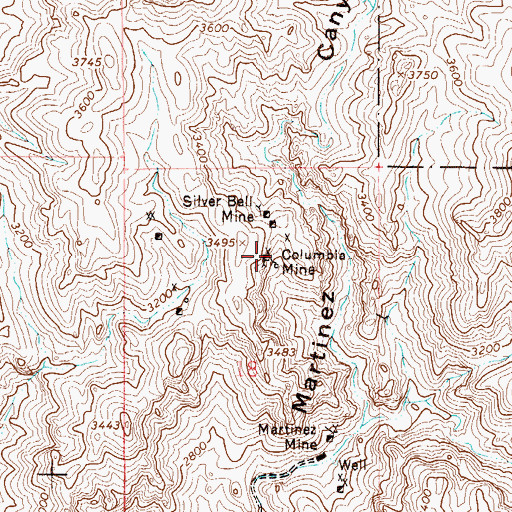 Topographic Map of Columbia Mine, AZ