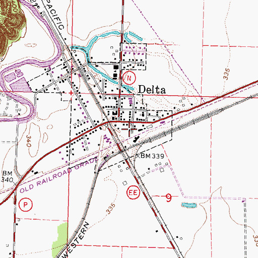 Topographic Map of Delta Post Office, MO