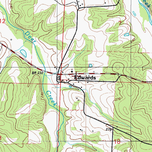 Topographic Map of Edwards Post Office, MO