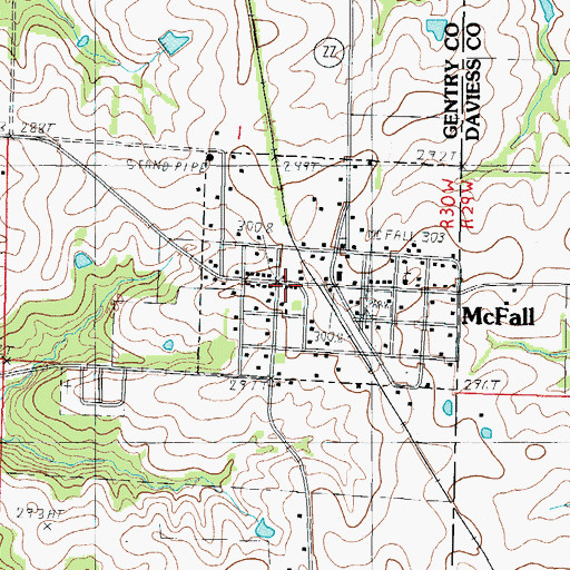 Topographic Map of McFall Post Office, MO