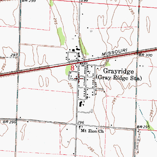 Topographic Map of Grayridge Post Office, MO