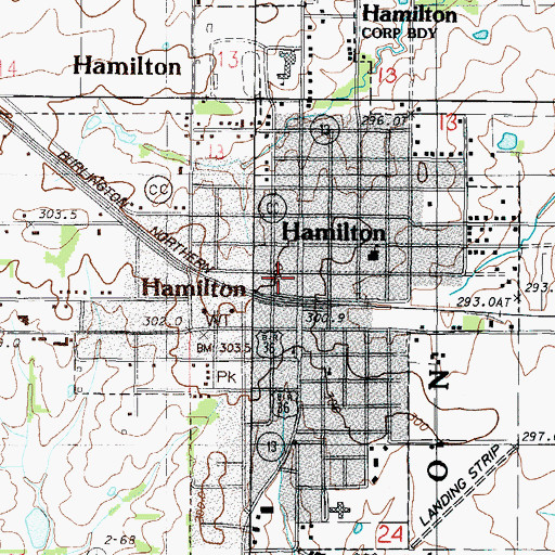 Topographic Map of Hamilton Post Office, MO