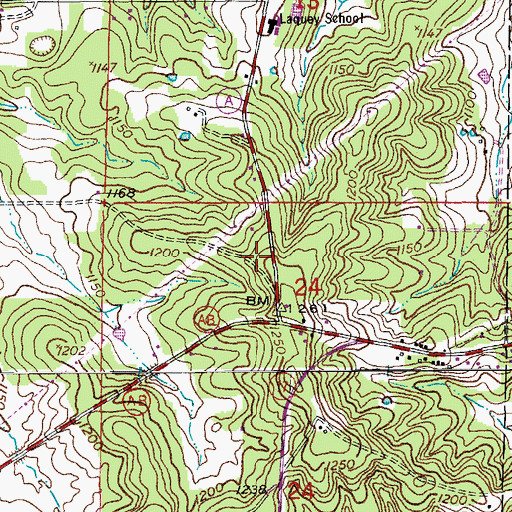 Topographic Map of Laquey Post Office, MO