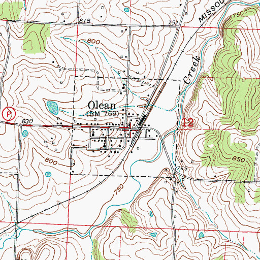 Topographic Map of Olean Post Office, MO