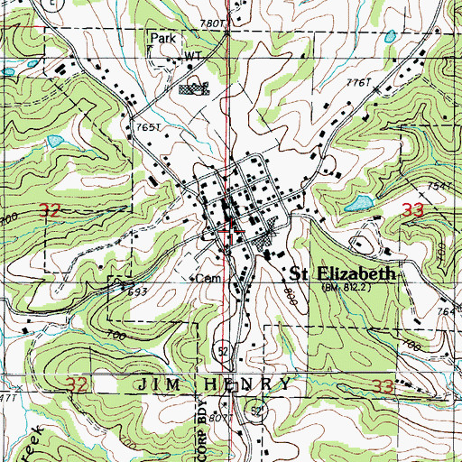 Topographic Map of Saint Elizabeth Post Office, MO