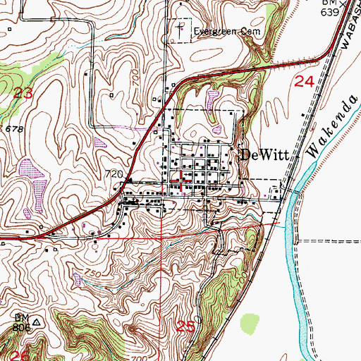 Topographic Map of De Witt Post Office, MO