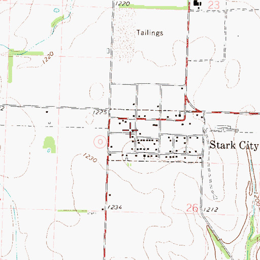 Topographic Map of Stark City Post Office, MO