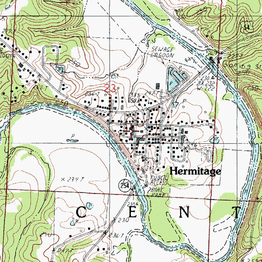 Topographic Map of Hermitage Post Office, MO