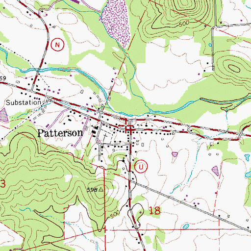 Topographic Map of Patterson Post Office, MO