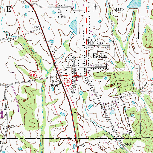 Topographic Map of Eolia Post Office, MO