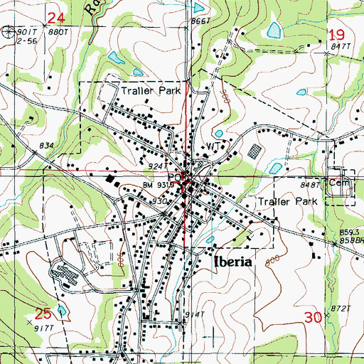 Topographic Map of Iberia Post Office, MO