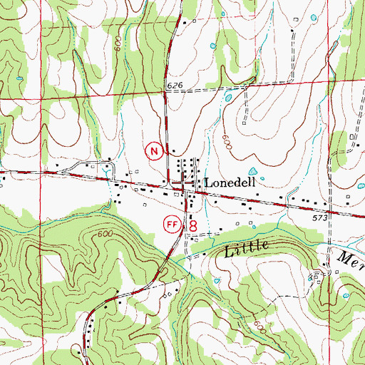 Topographic Map of Lonedell Post Office, MO