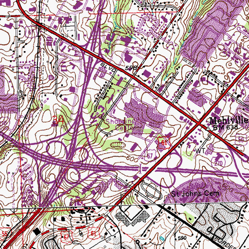 Topographic Map of South County Postal Store Post Office, MO