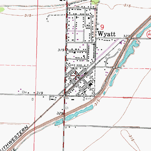 Topographic Map of Wyatt Post Office, MO