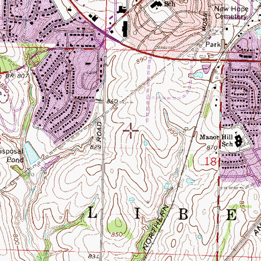 Topographic Map of Liberty Post Office, MO