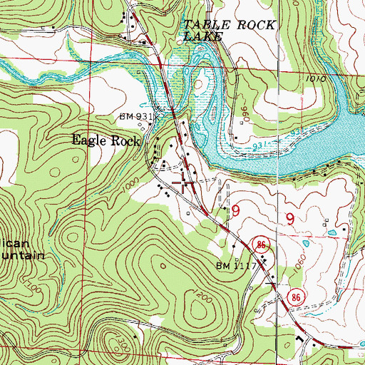 Topographic Map of Eagle Rock Post Office, MO