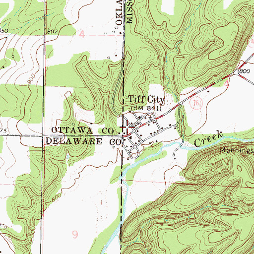 Topographic Map of Tiff City Post Office, MO