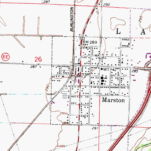 Topographic Map of Marston Post Office, MO