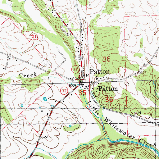 Topographic Map of Patton Post Office, MO