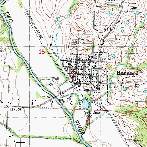 Topographic Map of Barnard Post Office, MO