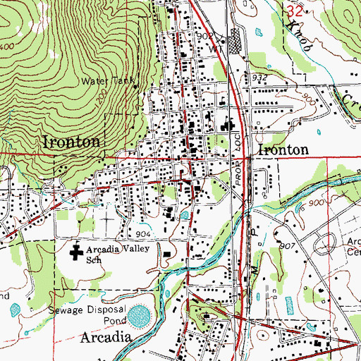 Topographic Map of Ironton Post Office, MO
