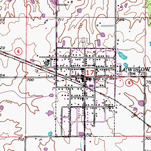Topographic Map of Lewistown Post Office, MO