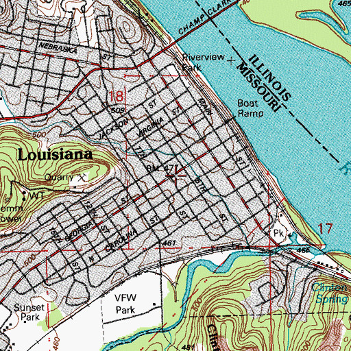 Topographic Map of Louisiana Post Office, MO