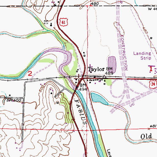 Topographic Map of Taylor Post Office, MO