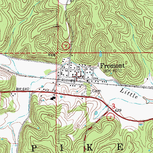 Topographic Map of Fremont Post Office, MO
