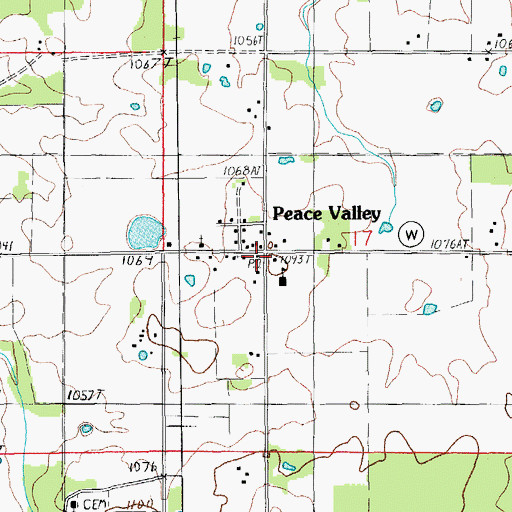 Topographic Map of Peace Valley Post Office, MO