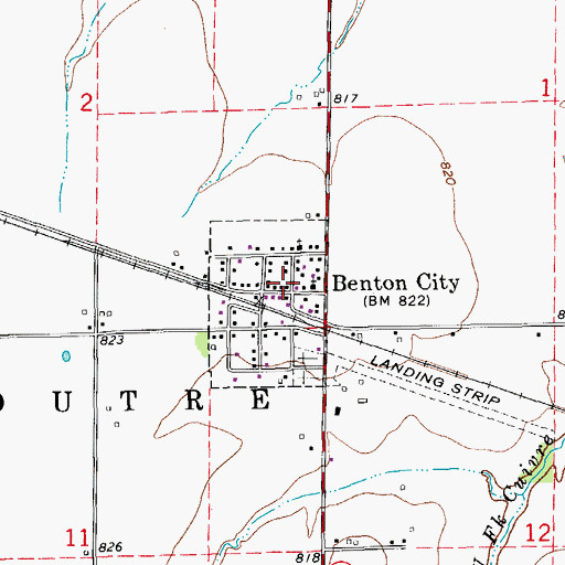 Topographic Map of Benton City Post Office, MO