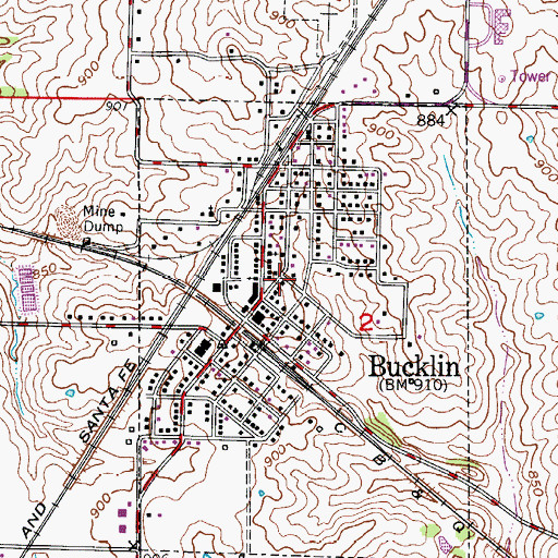 Topographic Map of Bucklin Post Office, MO