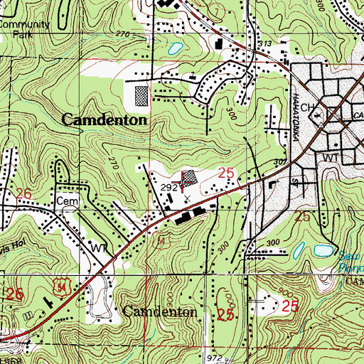 Topographic Map of Camdenton Post Office, MO