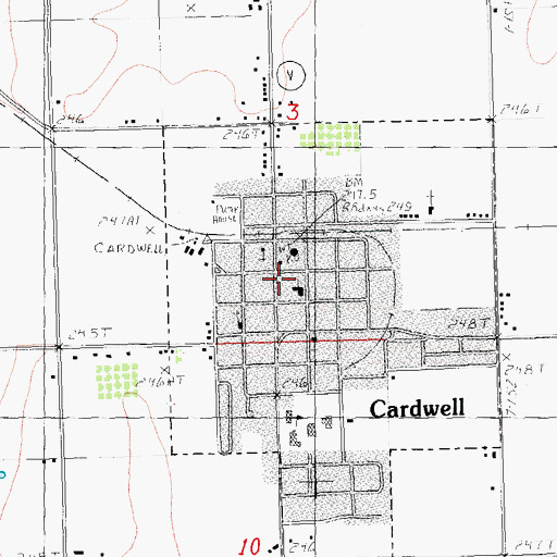 Topographic Map of Cardwell Post Office, MO