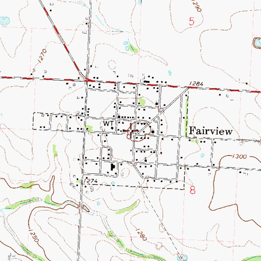 Topographic Map of Fairview Post Office, MO